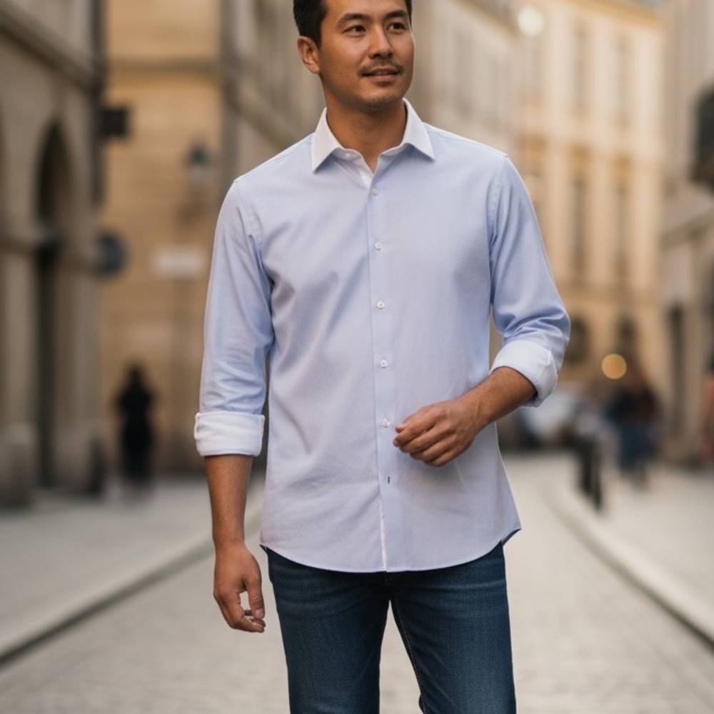 Makers Shirt 225 Liberty 16- 32.5 Blue & White Classic Fit